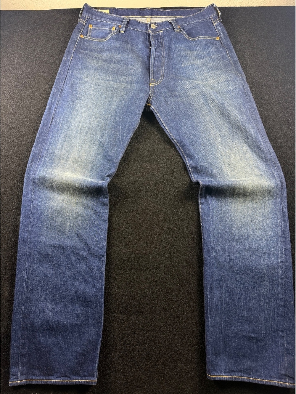 Levis Premium 501 Men Straight Leg Jeans Button Fly Blue Denim Pants